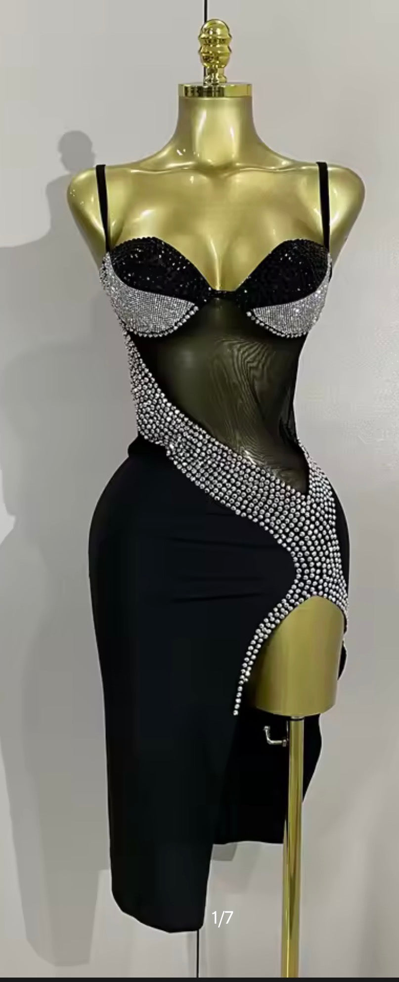 There Is a Silver Line Rhinestone Cutout Dress | Women's Black Dress