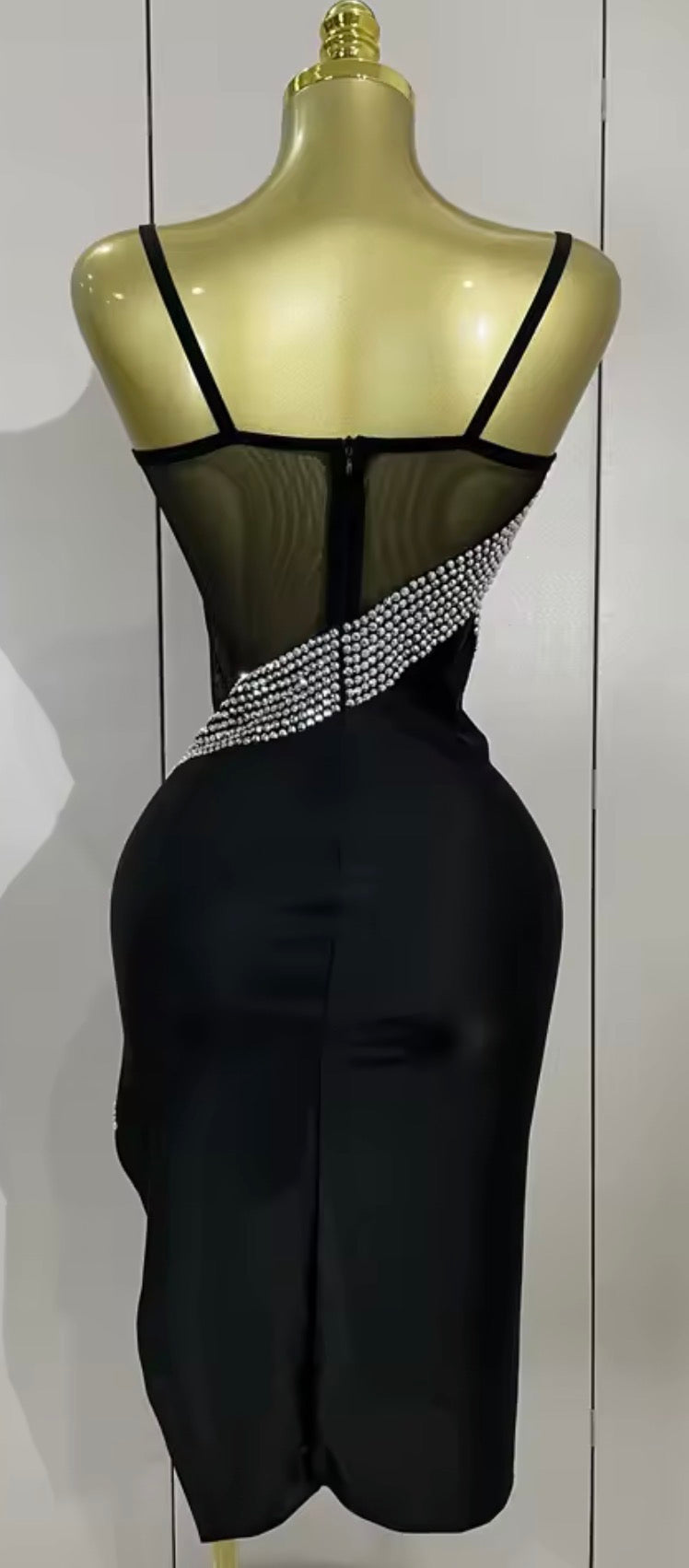 There Is a Silver Line Rhinestone Cutout Dress | Women's Black Dress