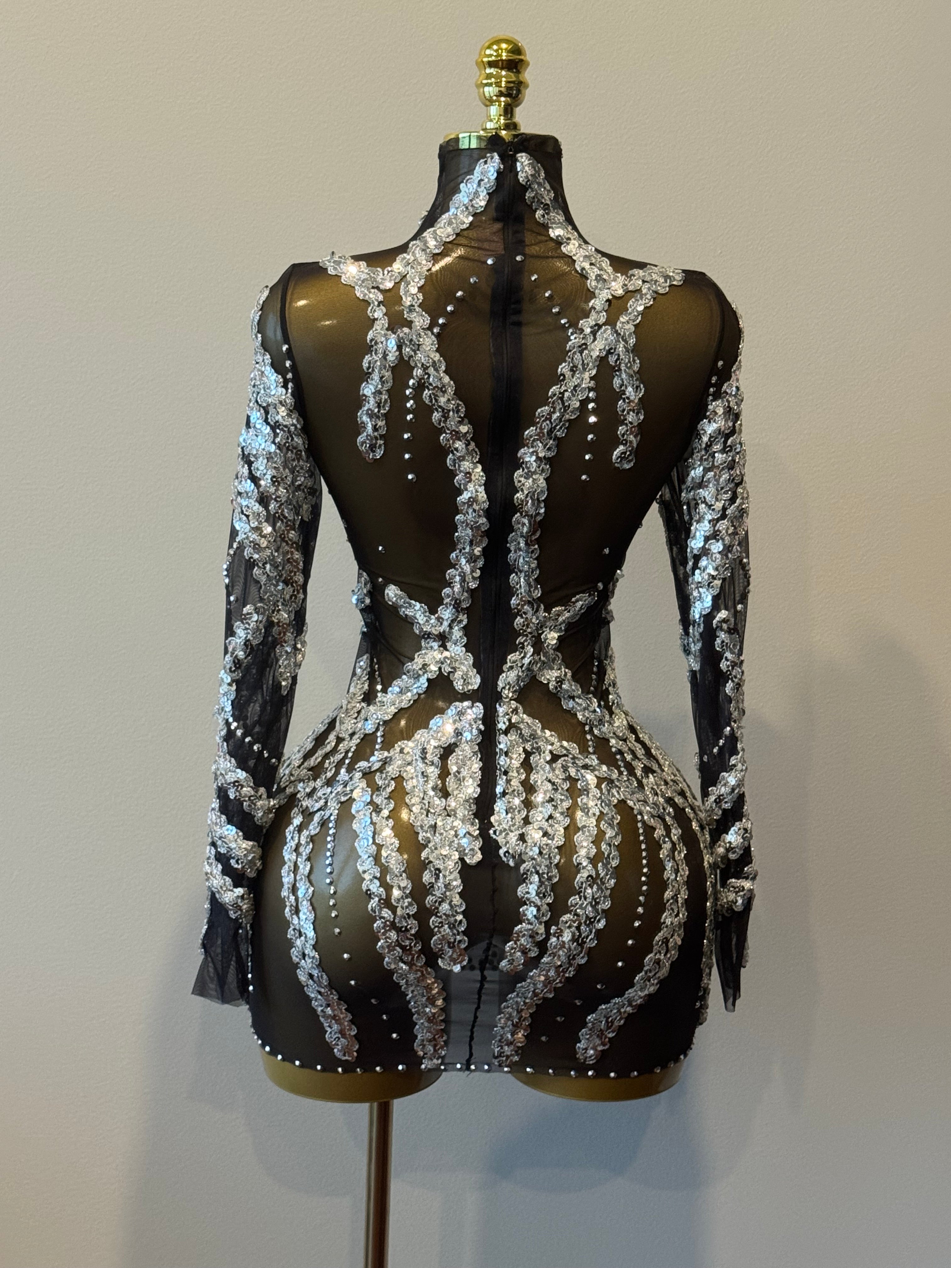 Glitter & Diamonds Dress | Women's Sparkly Rhinestone Party Dress