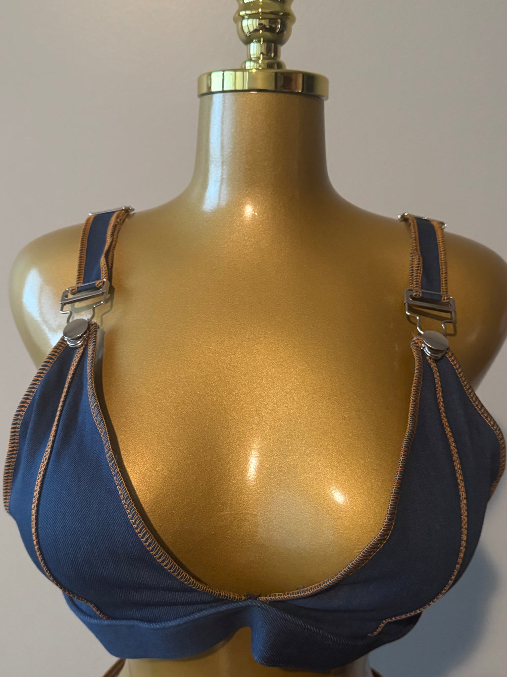 Denim Look Two-Piece Bikini | Who Run It Swimwear with Adjustable Straps