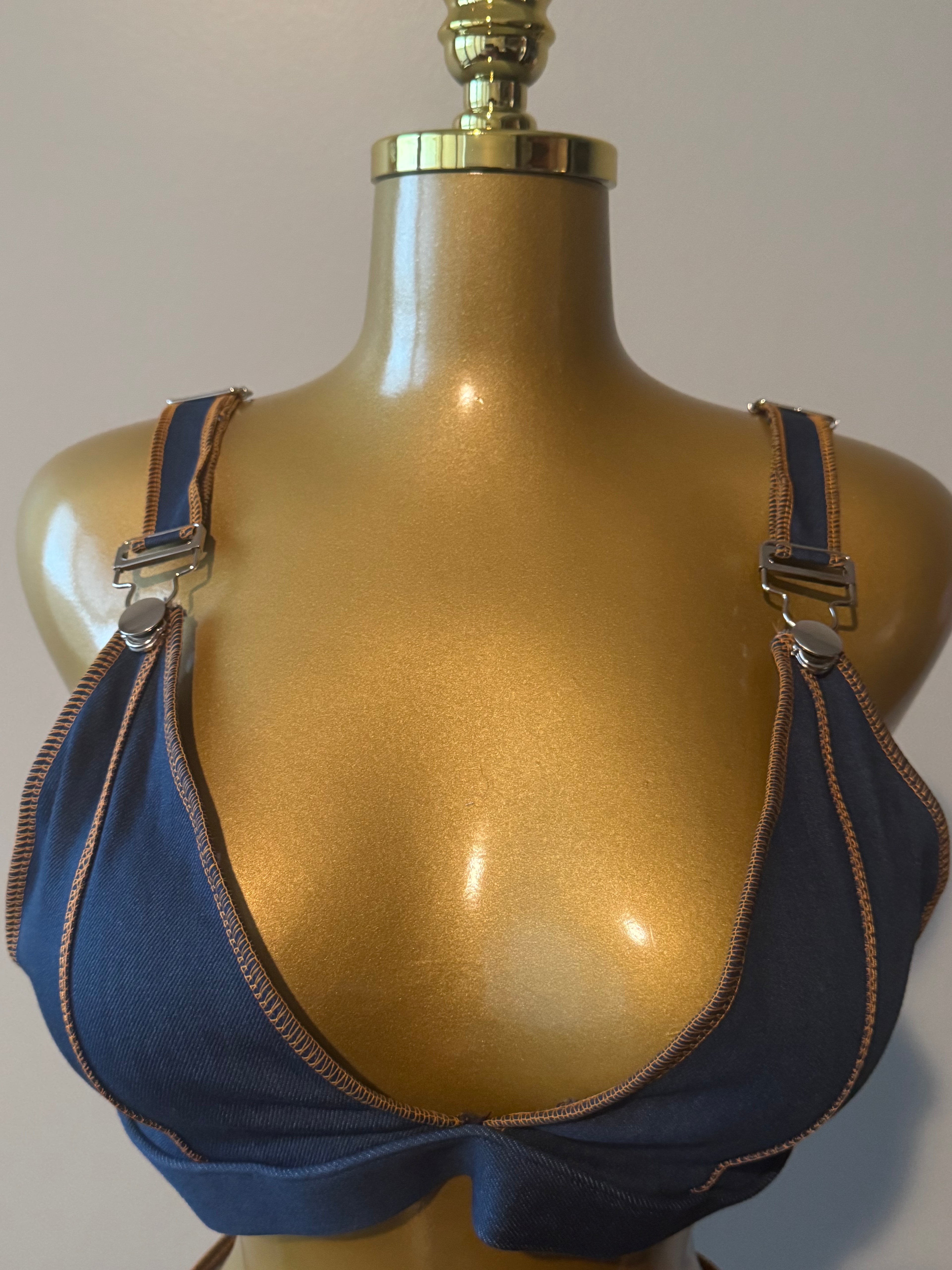 Denim Look Two-Piece Bikini | Who Run It Swimwear with Adjustable Straps
