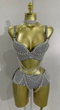 Sparkle Ice Out Rhinestone Two-Piece Set | Women's V-Cut Bra & Crystal Performance Outfit
