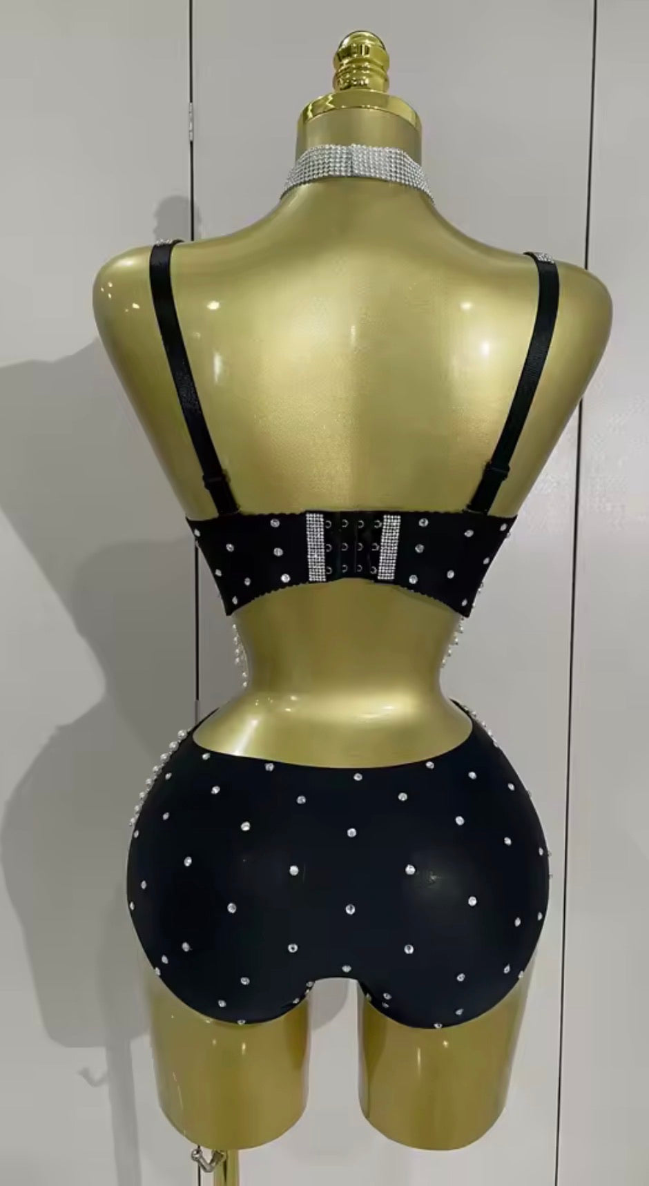 Sparkle Ice Out Rhinestone Two-Piece Set | Women's V-Cut Bra & Crystal Performance Outfit