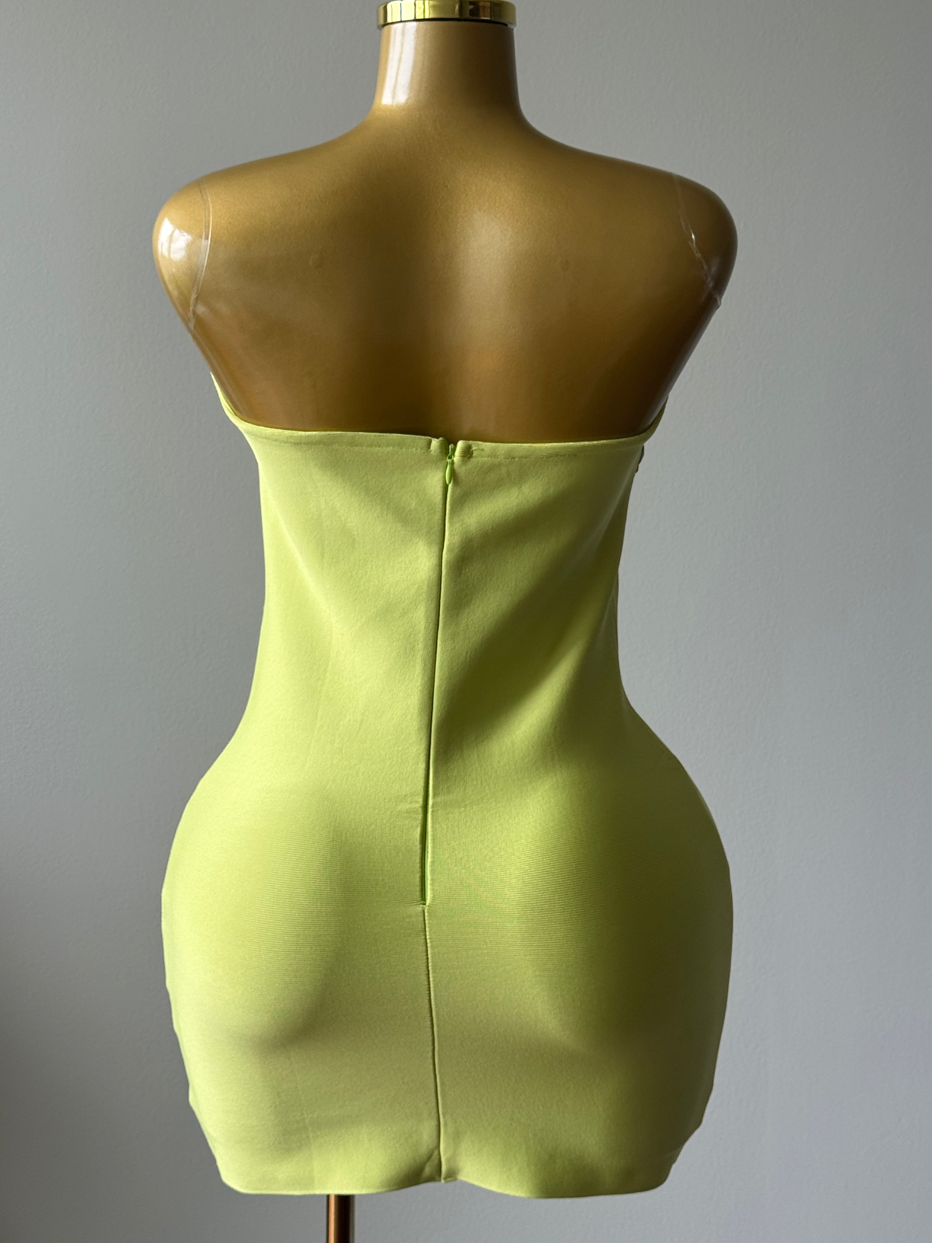 Lime Cut-Out Halter Dress