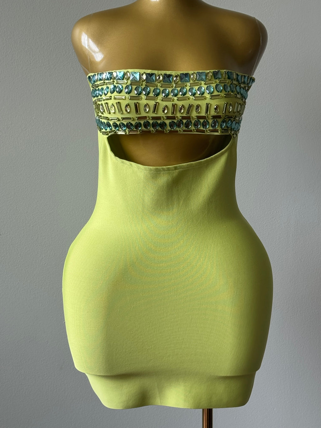 Lime Cut-Out Halter Dress
